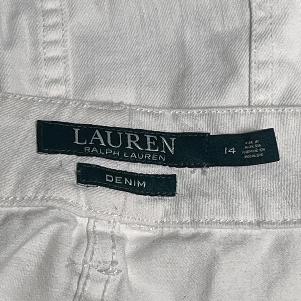 Lauren Ralph Lauren White Denim Skirt Size 14 Button Front - Picture 7 of 9